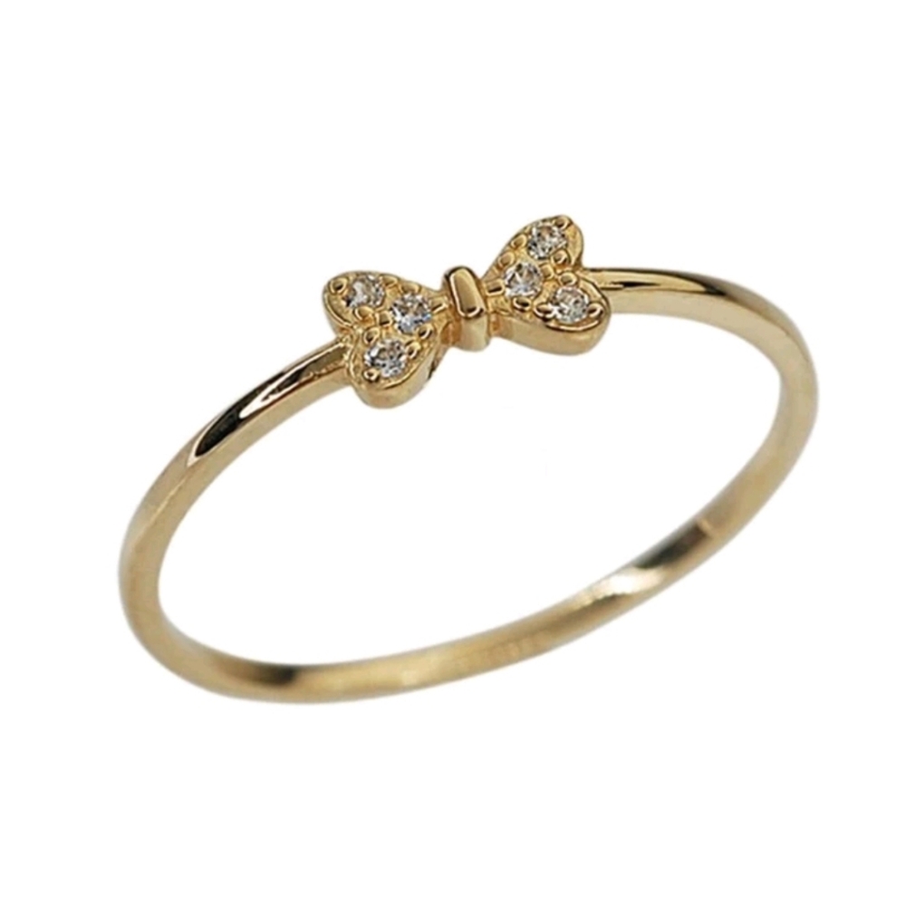 Size 7: Gold plated .925 cubic zirconia bow ring